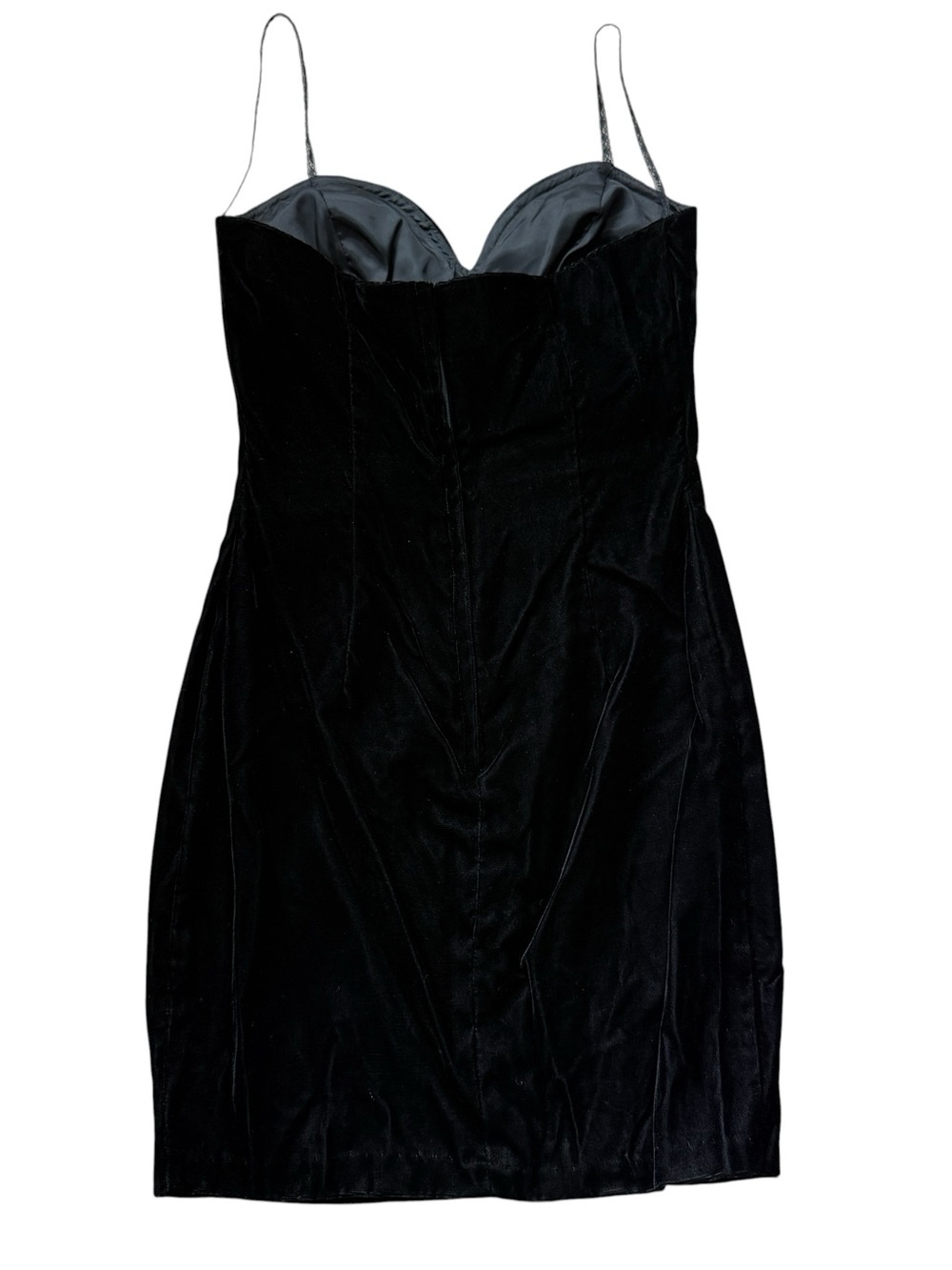 Vintage Roberta Black Velvet Mini Dress 90s Bombshell Spaghetti Strap Party S - Picture 10 of 13